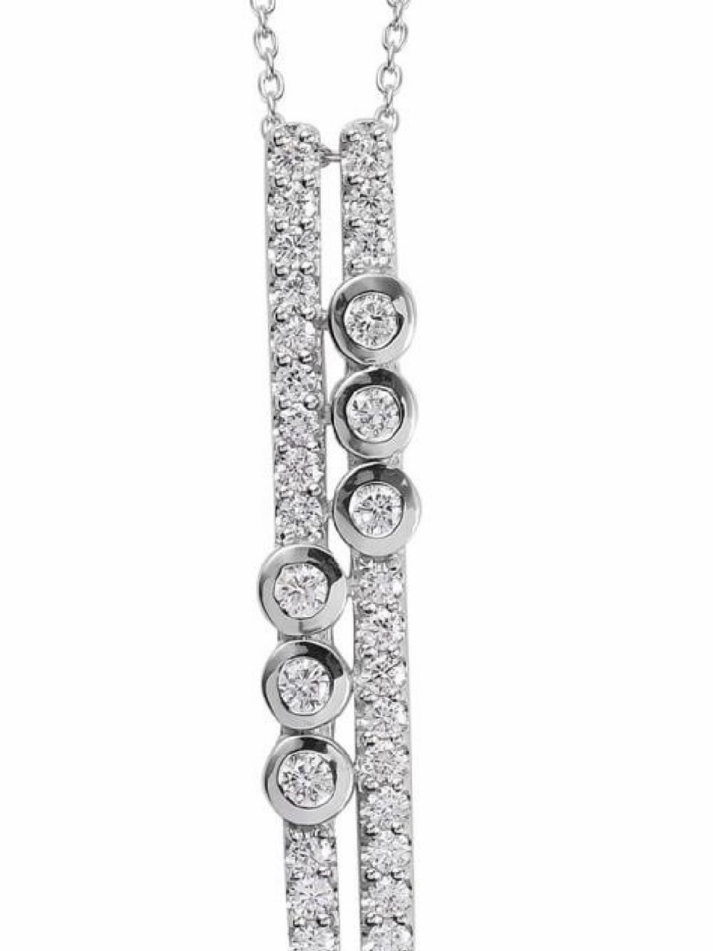 Sterling Silver Vertical Bar Diamond Accent Necklace - White 1.10 Ct Lab Diamond